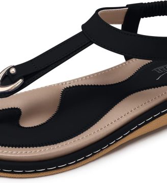 Womens Sandals Summer Flat: Dressy Casual T-Strap Flip Flop Thong Flats Sandals - Comfortable Walking